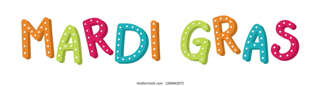 Concept of hand drawn Mardi Gras Carnaval calligraphy. Vector