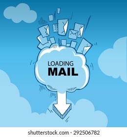 Concept hand drawn picture with loading e-mail letters.
