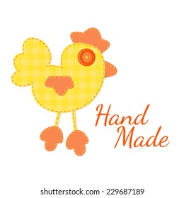 Concept of hand made logo. Vector illustration. rooster of the tissue.