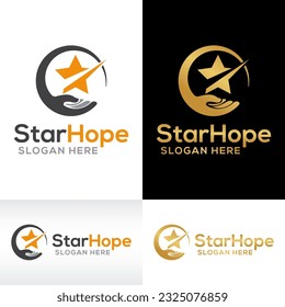 concept hand star hope logo design vector icon symbol inspiration