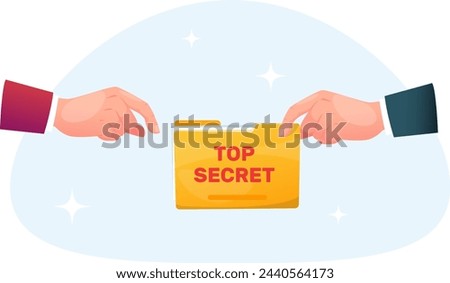  concept of handing over classified documents, hand over a folder labeled top secret