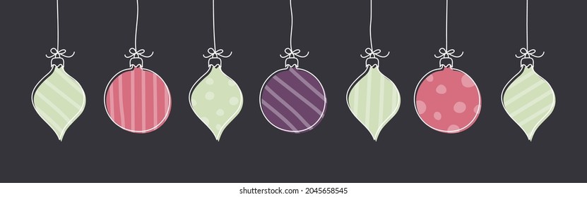 Konzept des Hängens von Weihnachtsbällen. Vektorgrafik