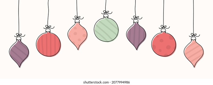 Concept of hanging Christmas balls. Vector