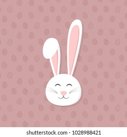 Concept of a happy bunny on a background with eggs. Vector.