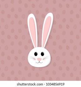 Concept of a happy bunny on a background with eggs. Vector.