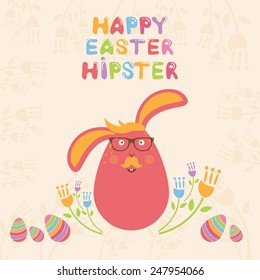 Concept Happy Easter card for hipsters. Vector