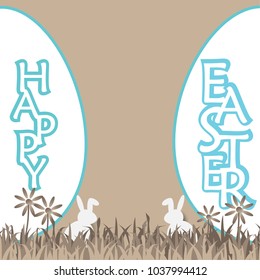 Concept happy easter egg greeting card brown background. illustration vector