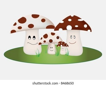 Concept of a happy Family using Mushrooms - Vector