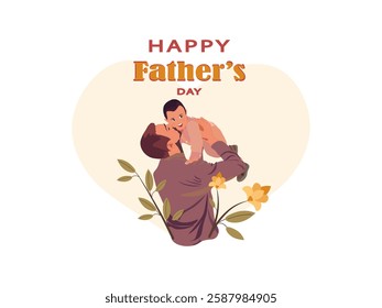 Concept for Happy father's day poster or card template design. Flat  illustration