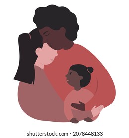 The concept of a happy, friendly LGBT family. Two women hug each other and a little girl. Two mothers and their daughter. A lesbian family. Vector flat illustration