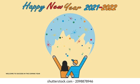 The concept of a happy new year greeting background illustration with bright colors, perfect for your social media background or cover