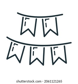 Concept happy new year, merry christmas decoration icon, outline xmas label holiday winter time flat vector illustration, isolated symbol on white.