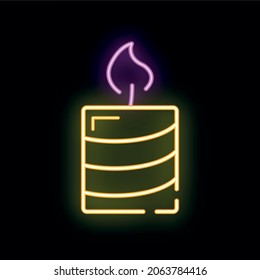 Concept happy new year, merry christmas decoration icon, neon glow xmas label holiday winter time flat vector illustration, isolated symbol on black.