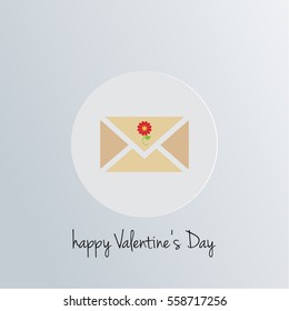 Concept of happy valentine day. Love letter email icon