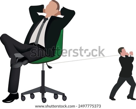 Concept of hard working employee and lazy manager