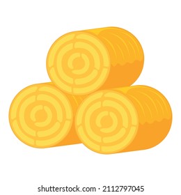 Concept harvest haystack icon, natural organic crop and yellow hayrick cartoon vector illustration, isolated on white. Farm business.