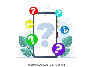 The concept of having questions, frequently asked questions. customer service, contact us, flat illustration vector template, FAQ concept for landing page, mobile app, web banner, infographic.