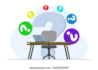 The concept of having questions, frequently asked questions. customer service, contact us, flat illustration vector template, FAQ concept for landing page, mobile app, web banner, infographic.
