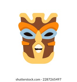 Concept Hawaii beach carnival mask. This is an illustration of a carnival mask with a Hawaii beach theme. The mask is colorful and festive. Vector illustration.