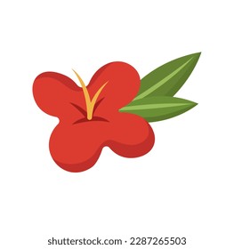 Concept Hawaii beach flower. This is an illustration of a flower commonly found in Hawaii, presented in a flat design style. Vector illustration.