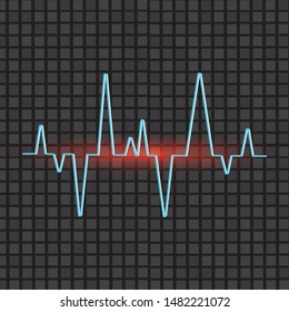 Concept of healthcare with electrocardiogram blue Heart pulse monitor with signal heart beat shown on monitor red pulse light abstract technology. 
