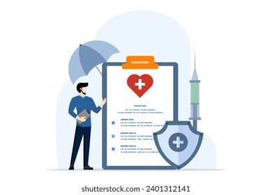 The concept of healthcare is explained through engaging visuals on the themes of co-pays, coverage, and deductibles, featuring characters interacting with financial elements, flat vector illustrations