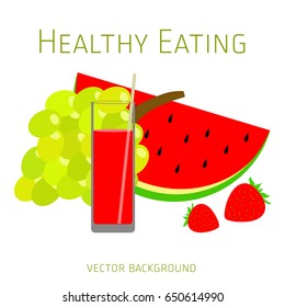 Concept of a healthy diet, vector background, assorted fresh fruits, healthy lifestyle, banner