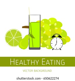 Concept of a healthy diet, vector background, assorted fresh fruits, healthy lifestyle, banner