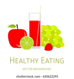 Concept of a healthy diet, vector background, assorted fresh fruits, healthy lifestyle, banner