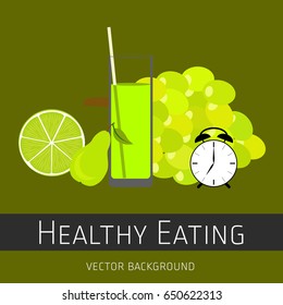 Concept of a healthy diet, vector background, assorted fresh fruits, healthy lifestyle, banner