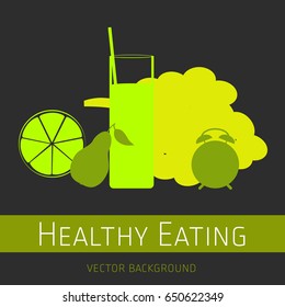 Concept of a healthy diet, vector background, assorted fresh fruits, healthy lifestyle, banner