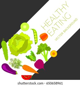 Concept of a healthy diet, vector background, assorted natural vegetables, healthy lifestyle, banner