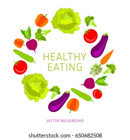 Concept of a healthy diet, vector background, assorted natural vegetables, healthy lifestyle, banner