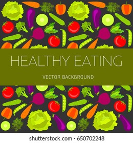 Concept of a healthy diet, vector background, assorted natural vegetables, healthy lifestyle, banner
