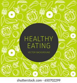 Concept of a healthy diet, vector background, assorted natural vegetables, healthy lifestyle, banner, silhouette