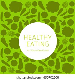 Concept of a healthy diet, vector background, assorted natural vegetables, healthy lifestyle, banner, silhouette