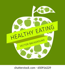 Concept of healthy eating, apple, vector background, healthy lifestyle, banner, silhouette
