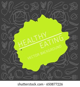 Concept of healthy eating, cabbage, vector background, fresh vegetable, healthy lifestyle, banner, silhouette