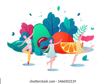 Concept of healthy eating, lifestyle vector illustration.
