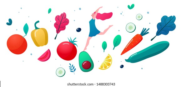 Concept of healthy eating, lifestyle vector illustration.