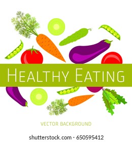 Concept of healthy eating, vector background, fresh vegetables, healthy lifestyle, banner