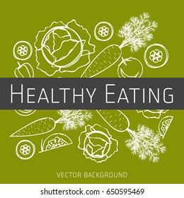 Concept of healthy eating, vector background, fresh vegetables, healthy lifestyle, banner, 
silhouette