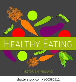 Concept of healthy eating, vector background, fresh vegetables, healthy lifestyle, banner, 
silhouette