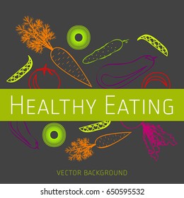 Concept of healthy eating, vector background, fresh vegetables, healthy lifestyle, banner, 
silhouette