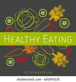 Concept of healthy eating, vector background, fresh vegetables, healthy lifestyle, banner, 
silhouette