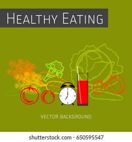 Concept of healthy eating, vector background, fresh vegetables, healthy lifestyle, banner, 
silhouette