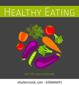 Concept of healthy eating, vector background, assorted fresh vegetables, healthy lifestyle, banner
