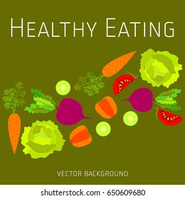 Concept of healthy eating, vector background, assorted fresh vegetables, healthy lifestyle, banner