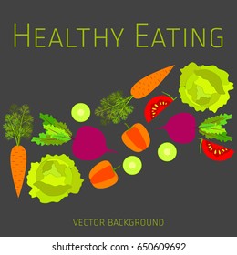 Concept of healthy eating, vector background, assorted fresh vegetables, healthy lifestyle, banner
