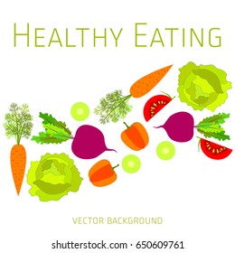 Concept of healthy eating, vector background, assorted fresh vegetables, healthy lifestyle, banner